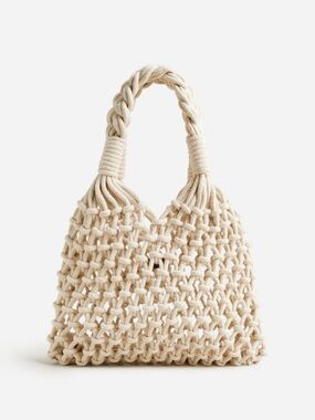 J. Crew Cream Knotted Macramé Shoulder Bag